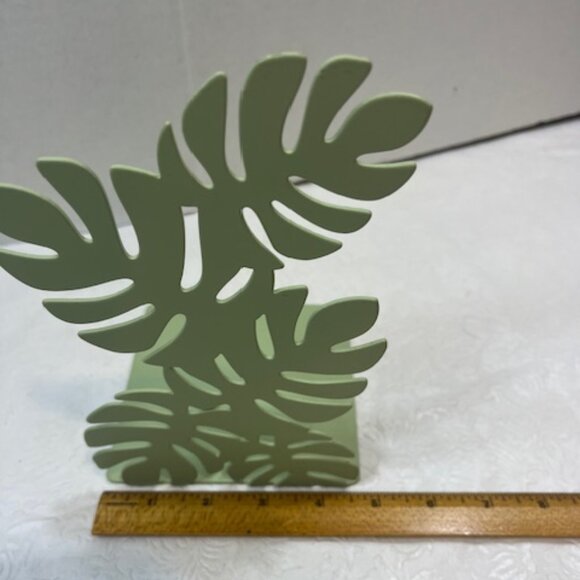 Light Green Metal Leaf Designed Book End Nature 8"x4.75" - Picture 7 of 8